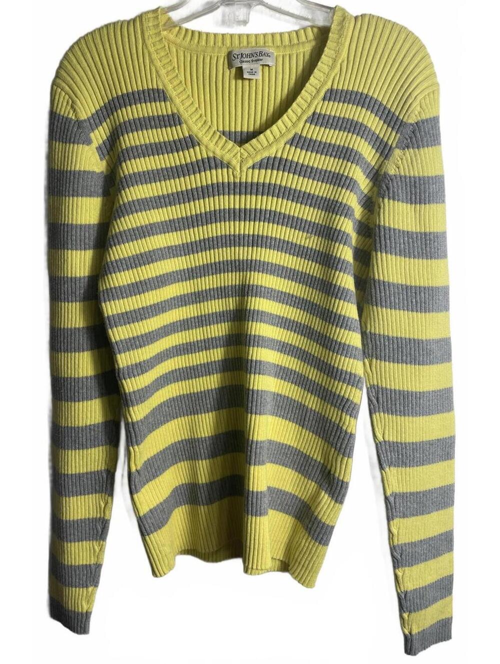 SALE St. John's Bay Sweater Women's Medium Yellow Cotton Y2K 90s